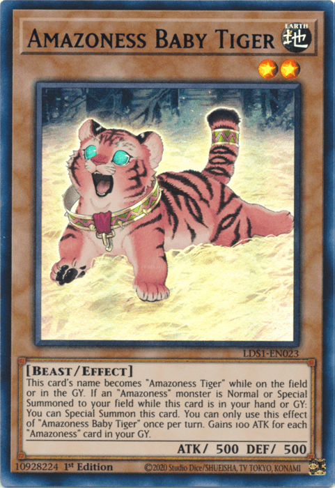 1st Edition, Beast, Earth, Effect Monster, Legendary Duelists: Season 1, Ultra Rare Amazoness Baby Tiger (Blue) [LDS1-EN023] Ultra Rare - Trading Card World