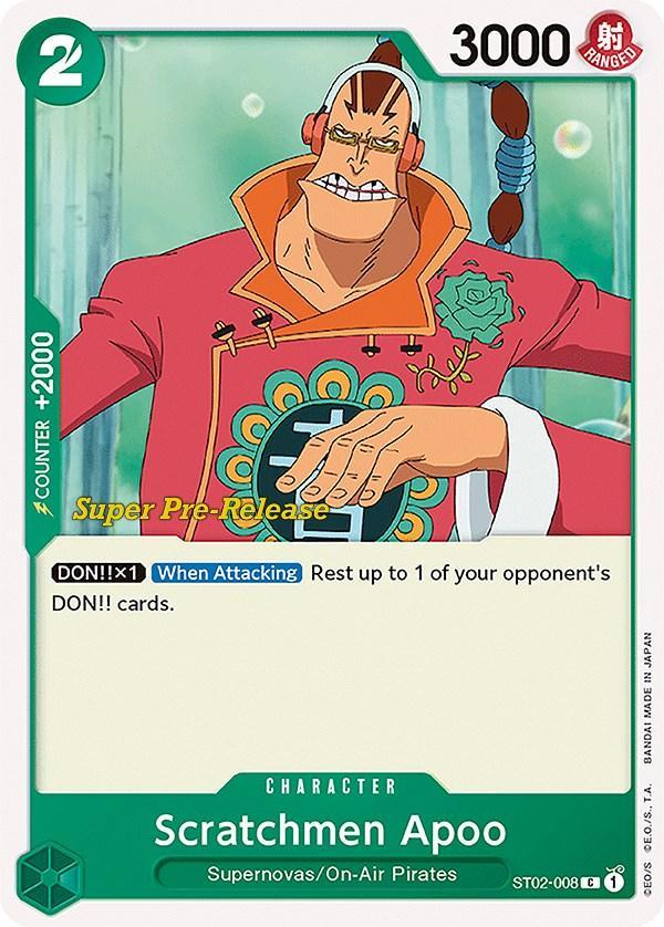 Character, Common, On-Air Pirates, Starter Decks, Super Pre-Release Starter Deck: Worst Generation, Supernovas Scratchmen Apoo [Super Pre-Release Starter Deck: Worst Generation] - Trading Card World