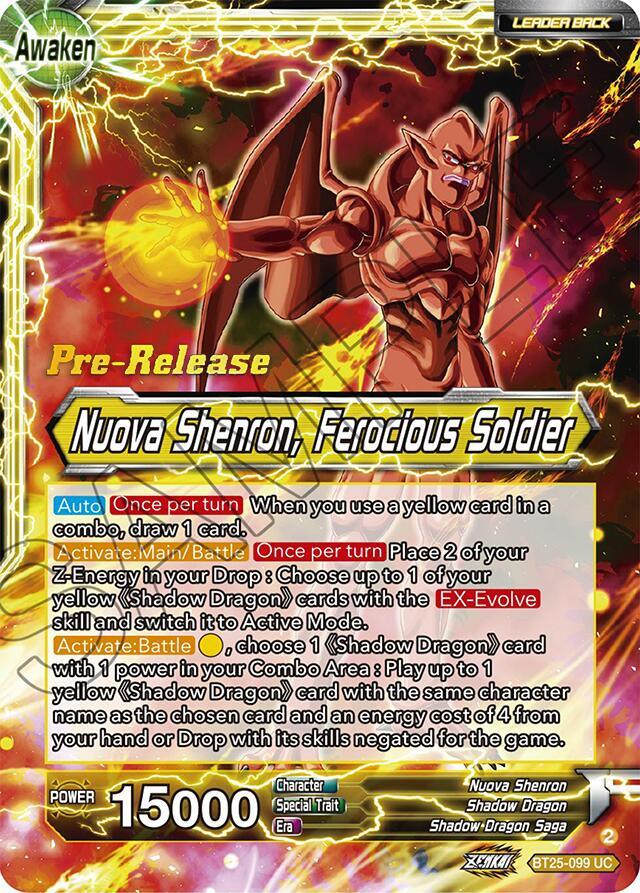 BT25-099, Leader, Legend of the Dragon Balls Prerelease Promos, Nuova Shenron, Parallel Foil, Shadow Dragon, Shadow Dragon Saga, Uncommon, Yellow Four-Star Ball // Nuova Shenron, Ferocious Solider (BT25-099) [Legend of the Dragon Balls Prerelease Promos] - Trading Card World