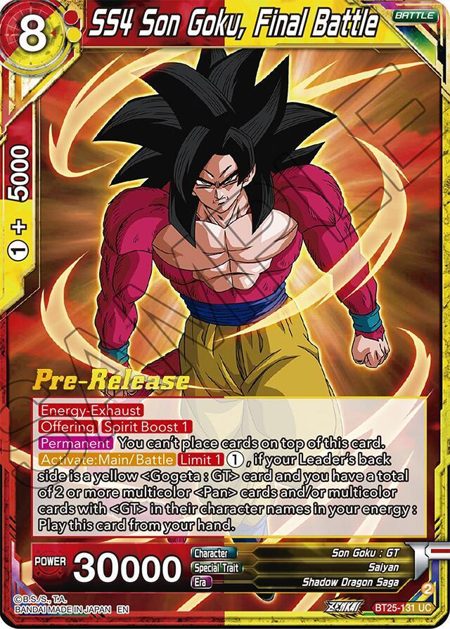 Battle, BT25-131, Legend of the Dragon Balls Prerelease Promos, Parallel Foil, Red;Yellow, Saiyan, Shadow Dragon Saga, Son Goku : GT, Uncommon SS4 Son Goku, Final Battle (BT25-131) [Legend of the Dragon Balls Prerelease Promos] - Trading Card World