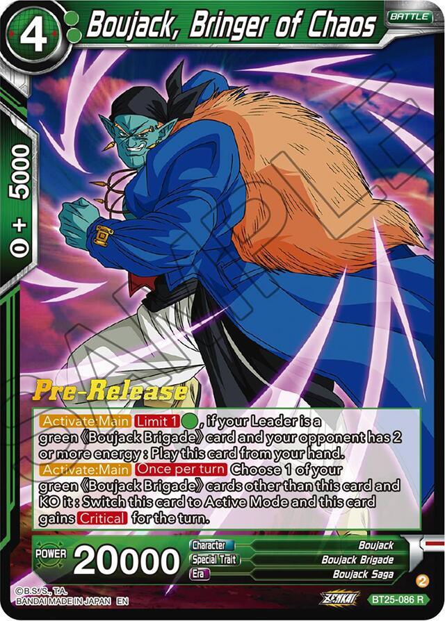 Battle, Boujack, Boujack Brigade, Boujack Saga, BT25-086, Green, Legend of the Dragon Balls Prerelease Promos, Parallel Foil, Rare Boujack, Bringer of Chaos (BT25-086) [Legend of the Dragon Balls Prerelease Promos] - Trading Card World