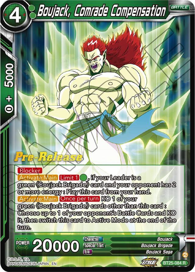 Battle, Boujack, Boujack Brigade, Boujack Saga, BT25-084, Green, Legend of the Dragon Balls Prerelease Promos, Parallel Foil, Rare Boujack, Comrade Compensation (BT25-084) [Legend of the Dragon Balls Prerelease Promos] - Trading Card World