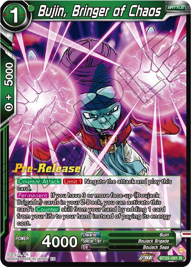 Battle, Boujack Brigade, Boujack Saga, BT25-091, Bujin, Green, Legend of the Dragon Balls Prerelease Promos, Parallel Foil, Rare Bujin, Bringer of Chaos (BT25-091) [Legend of the Dragon Balls Prerelease Promos] - Trading Card World
