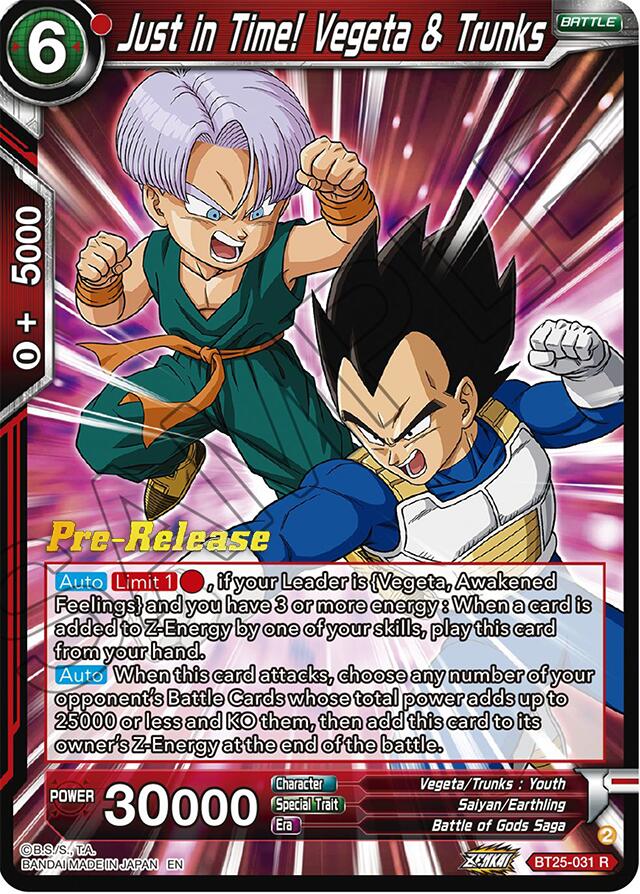 Just in Time! Vegeta & Trunks (BT25-031) [Legend of the Dragon Balls Prerelease Promos]