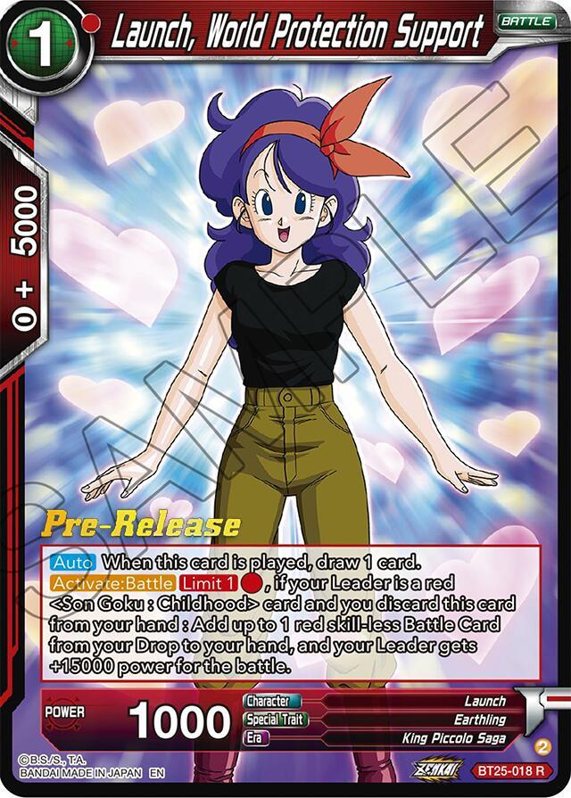 Battle, BT25-018, Earthling, King Piccolo Saga, Launch, Legend of the Dragon Balls Prerelease Promos, Parallel Foil, Rare, Red Launch, World Protection Support (BT25-018) [Legend of the Dragon Balls Prerelease Promos] - Trading Card World