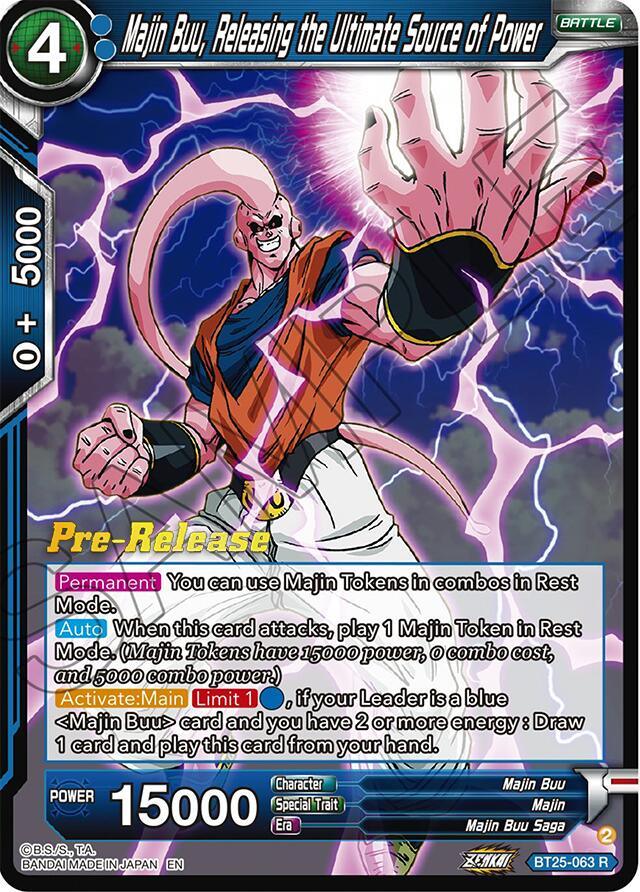 Battle, Blue, BT25-063, Legend of the Dragon Balls Prerelease Promos, Majin, Majin Buu, Majin Buu Saga, Parallel Foil, Rare Majin Buu, Releasing the Ultimate Source of Power (BT25-063) [Legend of the Dragon Balls Prerelease Promos] - Trading Card World
