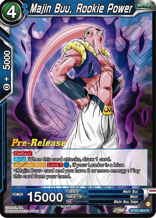 Battle, Blue, BT25-064, Legend of the Dragon Balls Prerelease Promos, Majin, Majin Buu, Majin Buu Saga, Parallel Foil, Rare Majin Buu, Rookie Power (BT25-064) [Legend of the Dragon Balls Prerelease Promos] - Trading Card World
