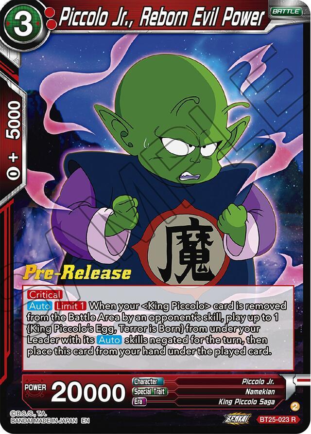 Battle, BT25-023, King Piccolo Saga, Legend of the Dragon Balls Prerelease Promos, Namekian, Parallel Foil, Piccolo Jr., Rare, Red Piccolo Jr., Reborn Evil Power (BT25-023) [Legend of the Dragon Balls Prerelease Promos] - Trading Card World