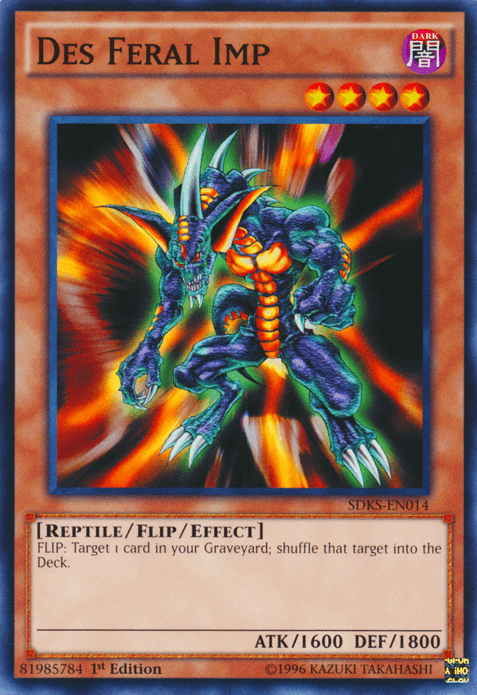 1st Edition, Common, Dark, Flip/Effect Monster, Reptile, Structure Deck: Seto Kaiba, Unlimited Des Feral Imp [SDKS-EN014] Common - Trading Card World