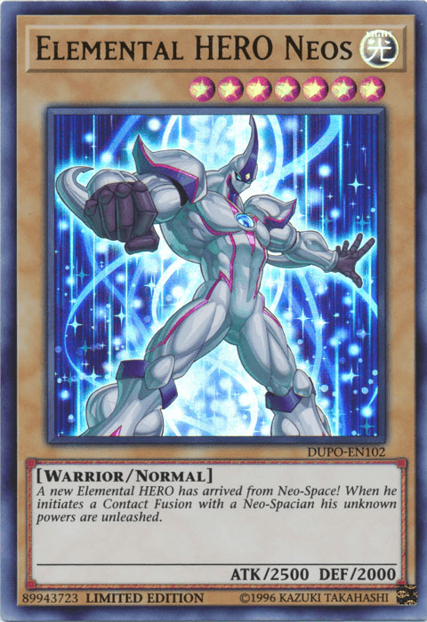 Duel Power, Light, Limited, Normal Monster, Ultra Rare, Warrior Elemental Hero Neos [DUPO-EN102] Ultra Rare - Trading Card World