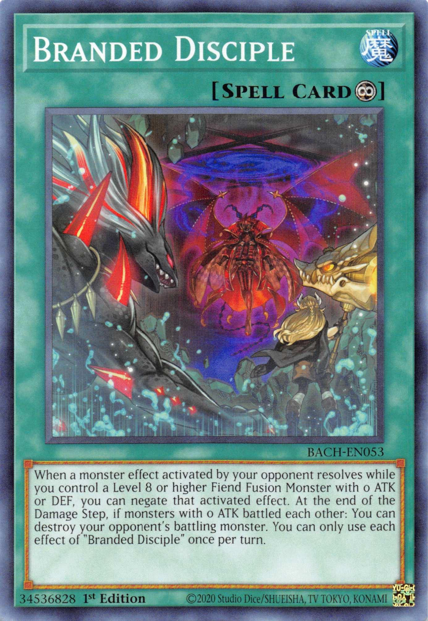 1st Edition, Battle of Chaos, Common, Continuous Spell, Spell Branded Disciple [BACH-EN053] Common - Trading Card World