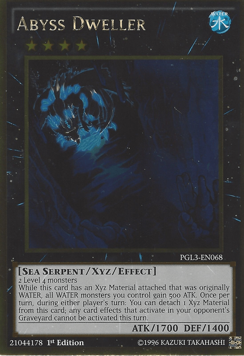 1st Edition, Gold Rare, Premium Gold: Infinite Gold, Sea Serpent, Water, Xyz/Effect Monster Abyss Dweller [PGL3-EN068] Gold Rare - Trading Card World