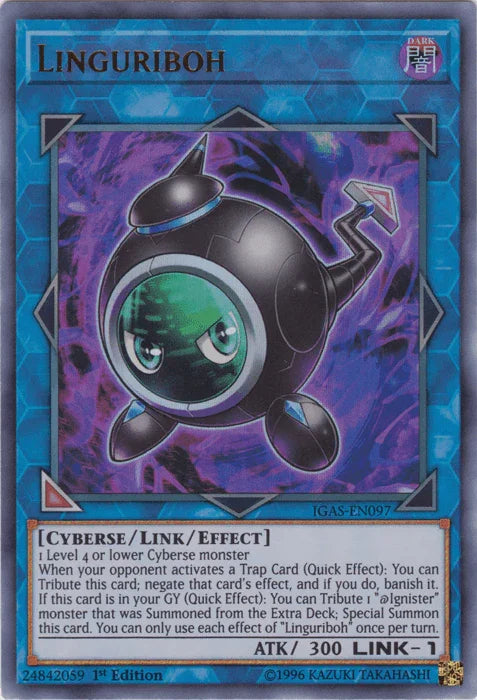 1st Edition, Cyberse, Dark, Ignition Assault, Link/Effect Monster, Ultra Rare, Unlimited Linguriboh [IGAS-EN097] Ultra Rare - Trading Card World