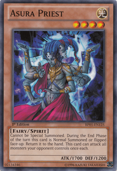 1st Edition, Battle Pack: Epic Dawn, Common, Fairy, Light, Spirit Monster, Unlimited Asura Priest [BP01-EN125] Common - Trading Card World