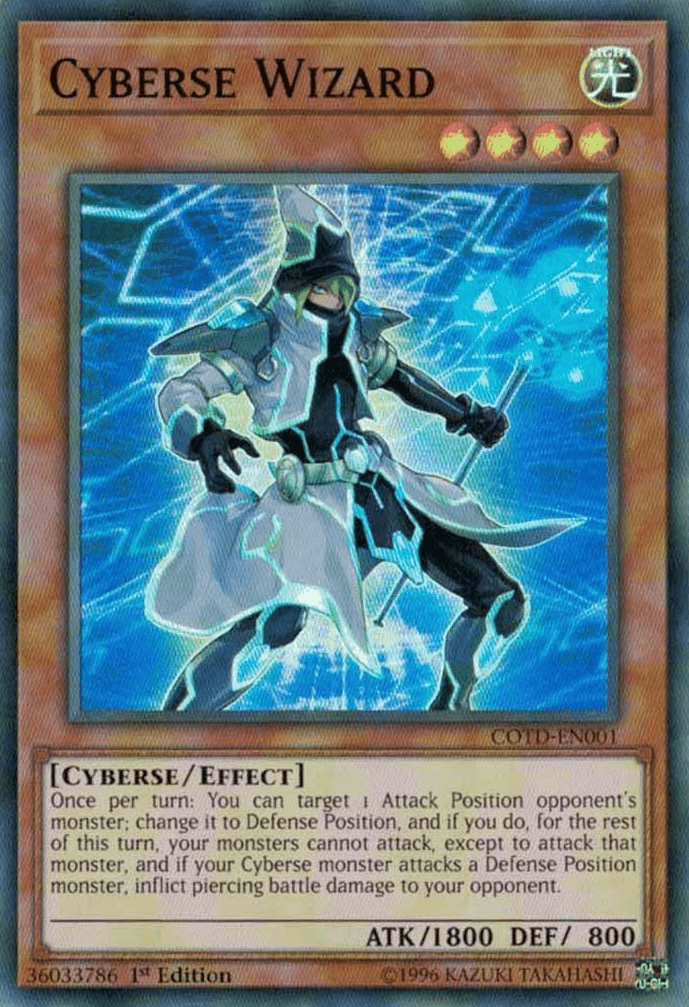 1st Edition, Code of the Duelist, Cyberse, Effect Monster, Light, Super Rare, Unlimited Cyberse Wizard [COTD-EN001] Super Rare - Trading Card World