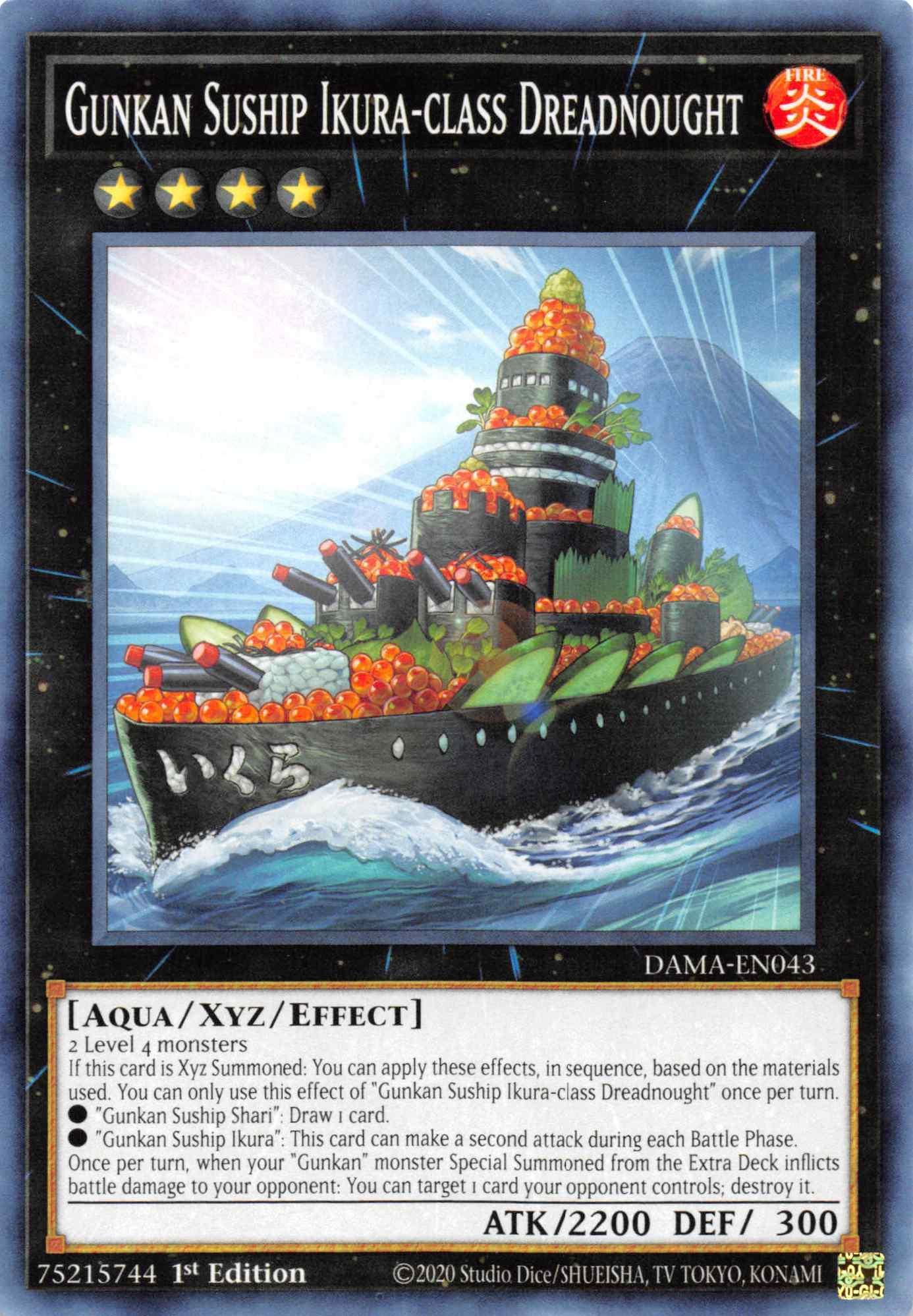 1st Edition, Aqua, Common, Dawn of Majesty, Fire, Xyz/Effect Monster Gunkan Suship Ikura-class Dreadnought [DAMA-EN043] Common - Trading Card World