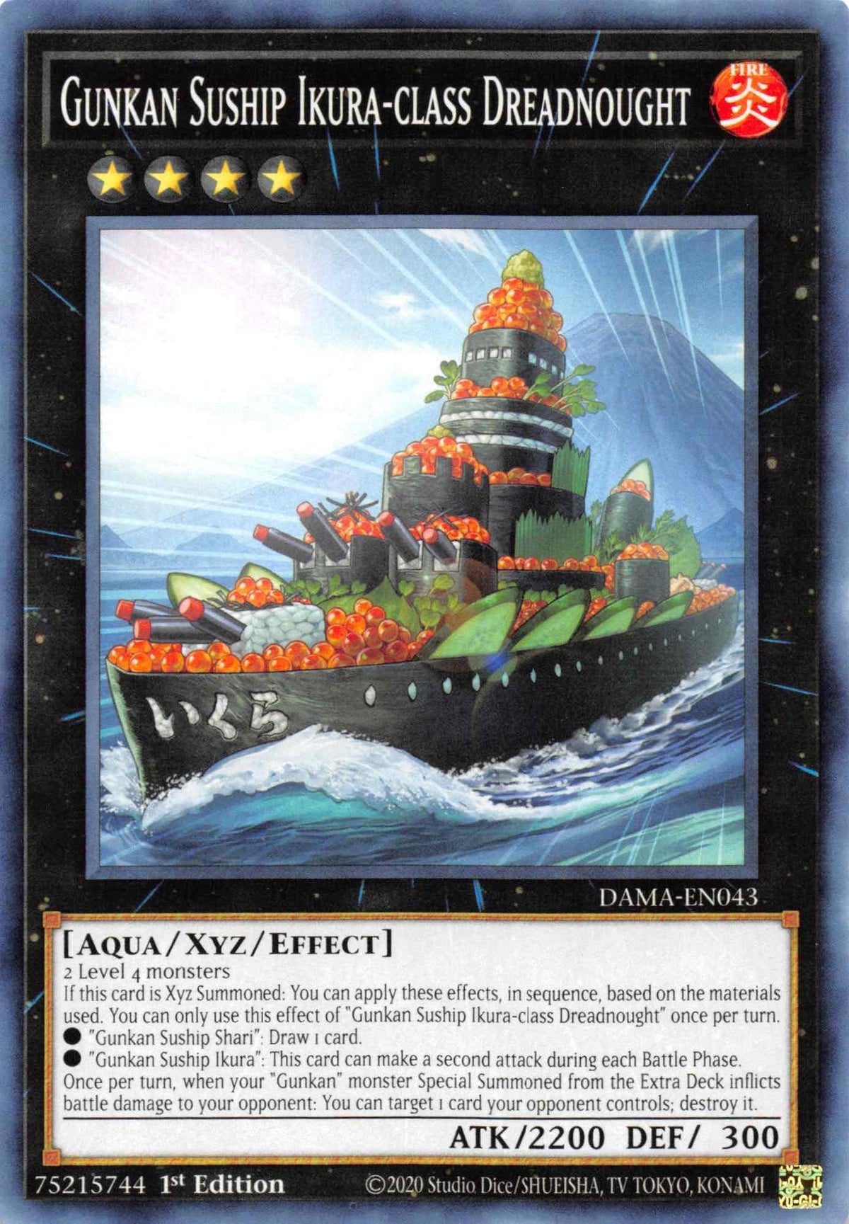 1st Edition, Aqua, Common, Dawn of Majesty, Fire, Xyz/Effect Monster Gunkan Suship Ikura-class Dreadnought [DAMA-EN043] Common - Trading Card World