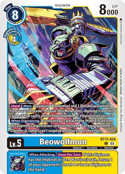 Blue;Yellow, BT17-026, Common, Digimon, Hybrid, Secret Crisis, Variable, Warrior Beowolfmon [BT17-026] [Secret Crisis] - Trading Card World