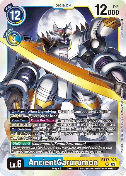 Ancient Animal/Ten Warriors, Blue;Yellow, BT17-028, Data, Digimon, Mega, Secret Crisis, Super Rare AncientGarurumon [BT17-028] [Secret Crisis] - Trading Card World