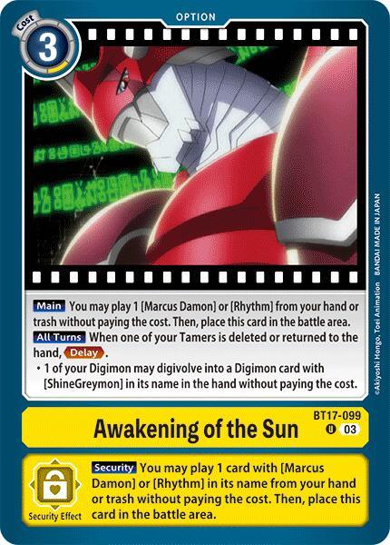 BT17-099, Option, Secret Crisis, Uncommon, Yellow Awakening of the Sun [BT17-099] [Secret Crisis] - Trading Card World