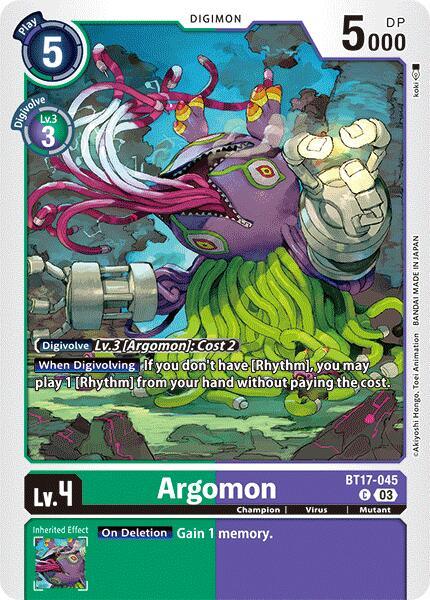 BT17-045, Champion, Common, Digimon, Green;Purple, Mutant, Secret Crisis, Virus Argomon [BT17-045] - BT17-045 [Secret Crisis] - Trading Card World