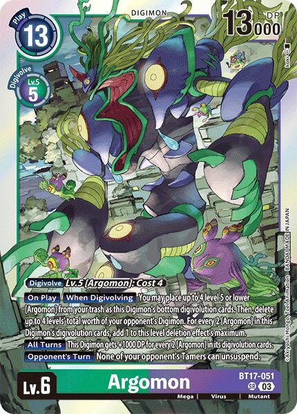 BT17-051, Digimon, Green;Purple, Mega, Mutant, Secret Crisis, Super Rare, Virus Argomon [BT17-051] - BT17-051 [Secret Crisis] - Trading Card World
