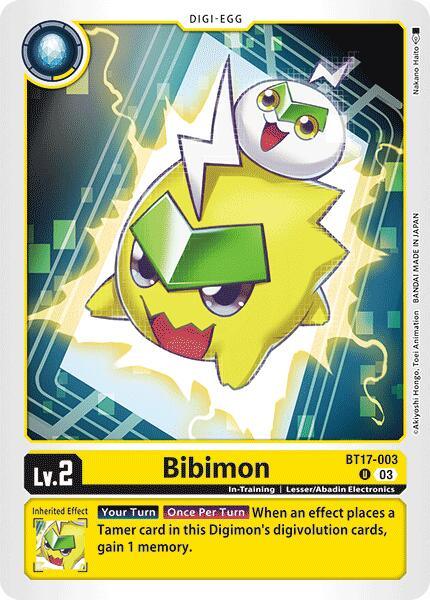 BT17-003, Digi-Egg, In-Training, Lesser/Abadin Electronics, Secret Crisis, Uncommon, Yellow Bibimon [BT17-003] [Secret Crisis] - Trading Card World