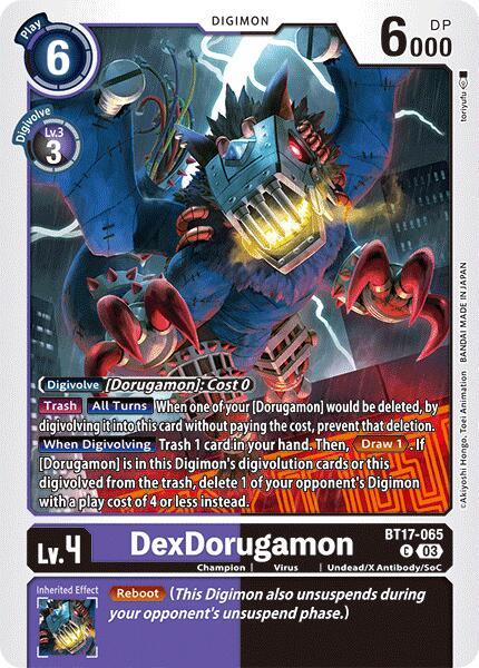 BT17-065, Champion, Common, Digimon, Purple;Black, Secret Crisis, Undead/X Antibody/SoC, Virus DexDorugamon [BT17-065] [Secret Crisis] - Trading Card World