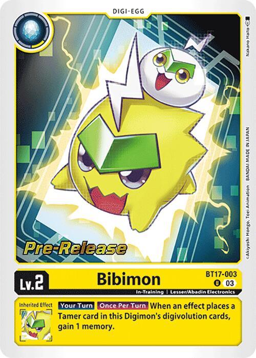 BT17-003, Digi-Egg, In-Training, Lesser/Abadin Electronics, Secret Crisis Pre-Release Cards, Uncommon, Yellow Bibimon [BT17-003] [Secret Crisis Pre-Release Cards] - Trading Card World