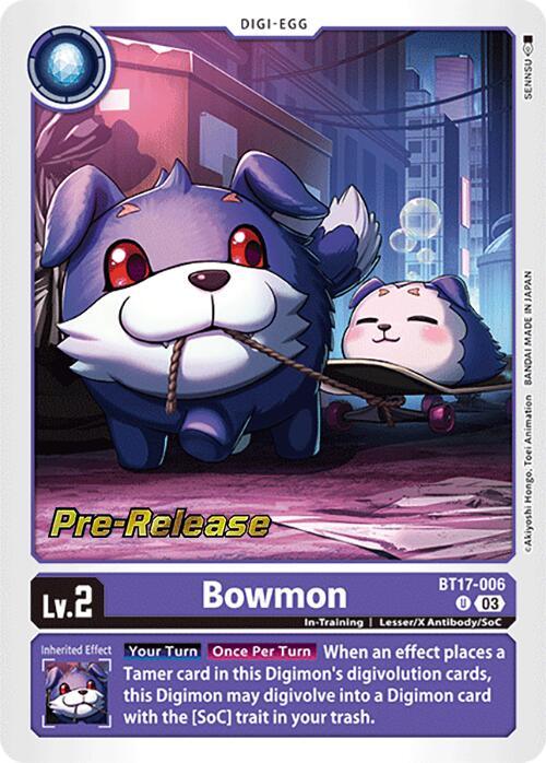 BT17-006, Digi-Egg, In-Training, Lesser/X Antibody/SoC, Purple, Secret Crisis Pre-Release Cards, Uncommon Bowmon [BT17-006] [Secret Crisis Pre-Release Cards] - Trading Card World