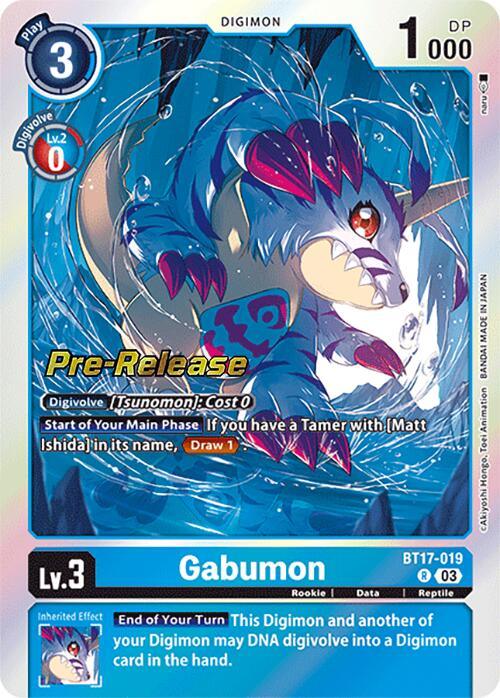 Blue, BT17-019, Data, Digimon, Rare, Reptile, Rookie, Secret Crisis Pre-Release Cards Gabumon [BT17-019] [Secret Crisis Pre-Release Cards] - Trading Card World