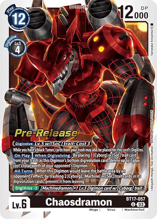 Black, BT17-057, Digimon, Machine/SoC, Mega, Secret Crisis Pre-Release Cards, Uncommon, Virus Chaosdramon [BT17-057] [Secret Crisis Pre-Release Cards] - Trading Card World