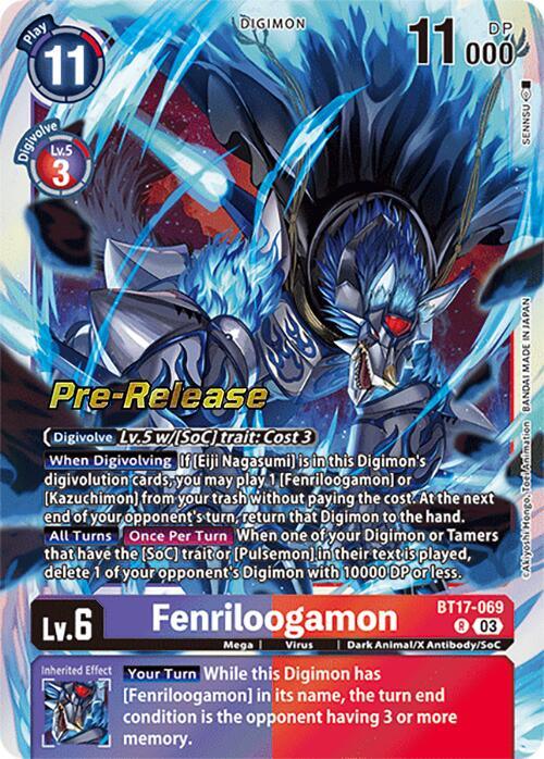 BT17-069, Dark Animal/X Antibody/SoC, Digimon, Purple;Red, Rare, Secret Crisis Pre-Release Cards, Ultimate, Virus Fenriloogamon [BT17-069] [Secret Crisis Pre-Release Cards] - Trading Card World