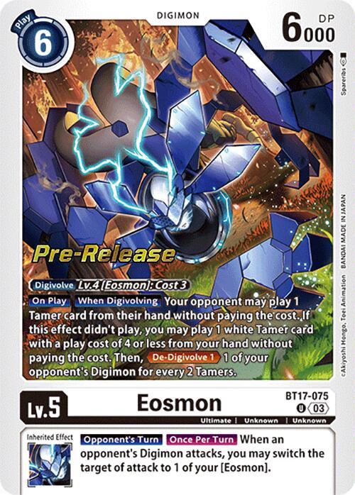 BT17-075, Digimon, Secret Crisis Pre-Release Cards, Ultimate, Uncommon, Unknown, White Eosmon [BT17-075] - BT17-075 [Secret Crisis Pre-Release Cards] - Trading Card World
