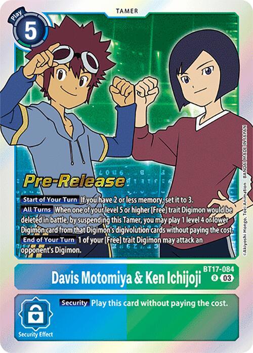 Blue;Green, BT17-084, Rare, Secret Crisis Pre-Release Cards, Tamer Davis Motomiya & Ken Ichijoji [BT17-084] [Secret Crisis Pre-Release Cards] - Trading Card World