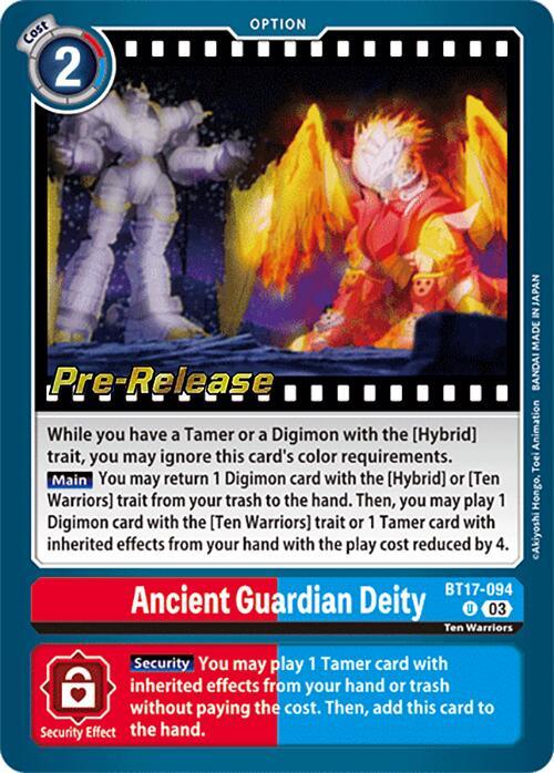 BT17-094, Option, Red;Blue, Secret Crisis Pre-Release Cards, Ten Warriors, Uncommon Ancient Guardian Deity [BT17-094] [Secret Crisis Pre-Release Cards] - Trading Card World