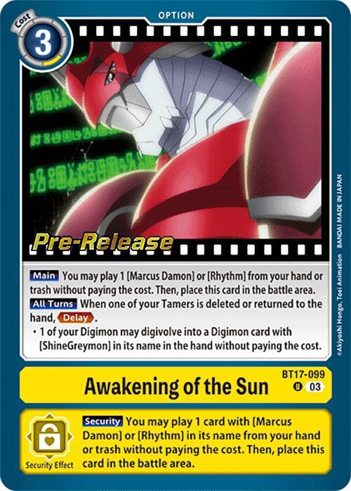 BT17-099, Option, Secret Crisis Pre-Release Cards, Uncommon, Yellow Awakening of the Sun [BT17-099] [Secret Crisis Pre-Release Cards] - Trading Card World