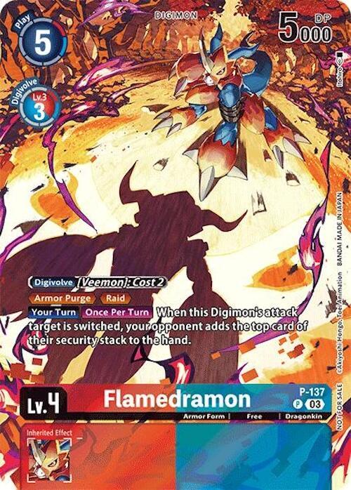 Armor Form, Digimon, Dragonkin, Free, P-137, Promo, Red;Blue, Secret Crisis Flamedramon [P-137] (Update Pack 2024) [Secret Crisis] - Trading Card World