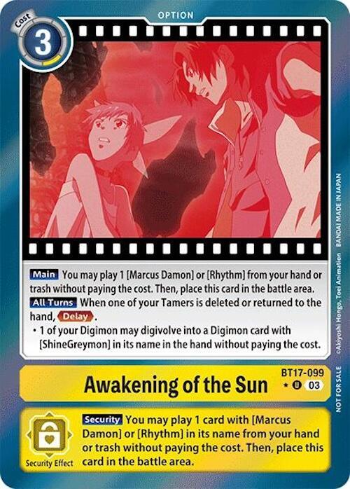 BT17-099, Option, Secret Crisis, Uncommon, Yellow Awakening of the Sun [BT17-099] (Secret Crisis: Movie Memorial Pack) [Secret Crisis] - Trading Card World