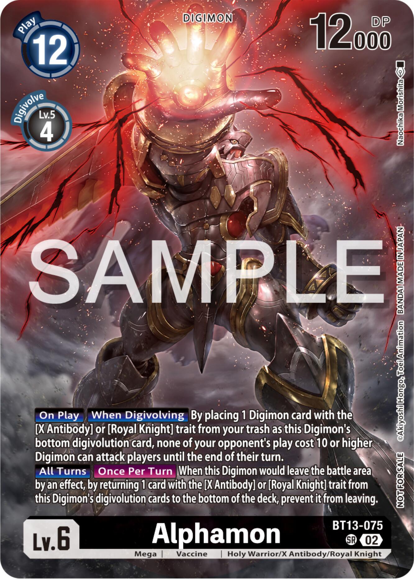 Black, BT13-075, Digimon, Holy Warrior/X Antibody/Royal Knight, Mega, Secret Crisis Pre-Release Cards, Super Rare, Vaccine Alphamon [BT13-075] (Pre-Release Tournament Participation Card) [Secret Crisis Pre-Release Cards] - Trading Card World
