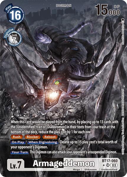 Black;White, BT17-060, Digimon, Mega, Secret Crisis, Super Rare, Unidentified, Unknown Armageddemon [BT17-060] (Alternate Art) [Secret Crisis] - Trading Card World