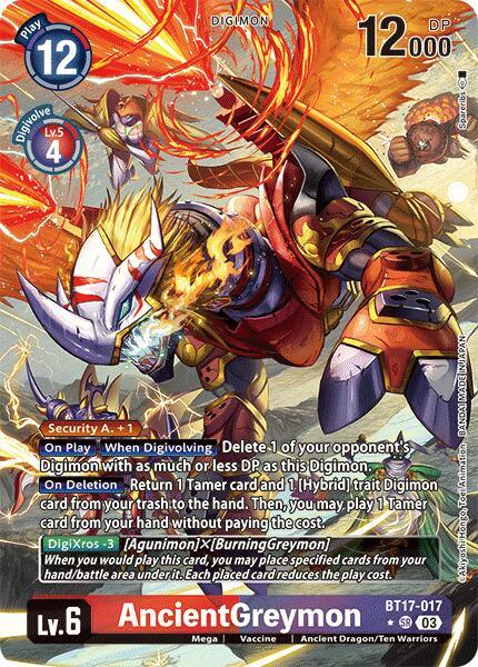Ancient Dragon/Ten Warriors, BT17-017, Digimon, Mega, Red;Purple, Secret Crisis, Super Rare, Vaccine AncientGreymon [BT17-017] (Alternate Art) [Secret Crisis] - Trading Card World
