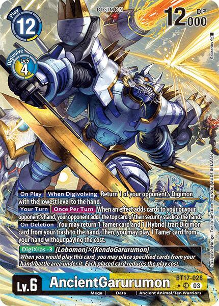 Ancient Animal/Ten Warriors, Blue;Yellow, BT17-028, Data, Digimon, Mega, Secret Crisis, Super Rare AncientGarurumon [BT17-028] (Alternate Art) [Secret Crisis] - Trading Card World