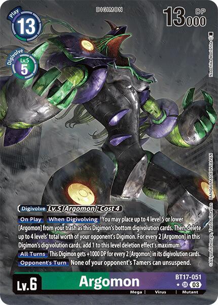 BT17-051, Digimon, Green;Purple, Mega, Mutant, Secret Crisis, Super Rare, Virus Argomon [BT17-051] - BT17-051 (Alternate Art) [Secret Crisis] - Trading Card World