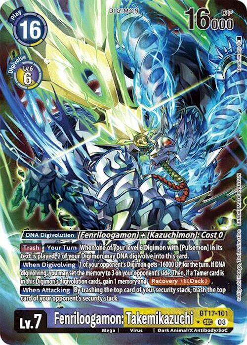 BT17-101, Dark Animal/X Antibody/SoC, Digimon, Mega, Secret Crisis, Secret Rare, Virus, Yellow;Purple Fenriloogamon: Takemikazuchi [BT17-101] (Alternate Art) [Secret Crisis] - Trading Card World