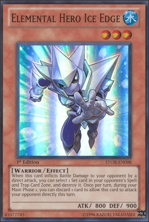 1st Edition, Effect Monster, Storm of Ragnarok, Super Rare, Unlimited, Warrior, Water Elemental Hero Ice Edge [STOR-EN098] Super Rare - Trading Card World