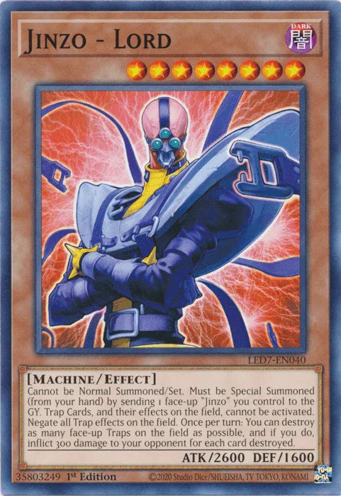 1st Edition, Common, Dark, Effect Monster, Legendary Duelists: Rage of Ra, Machine, Unlimited Jinzo - Lord [LED7-EN040] Common - Trading Card World
