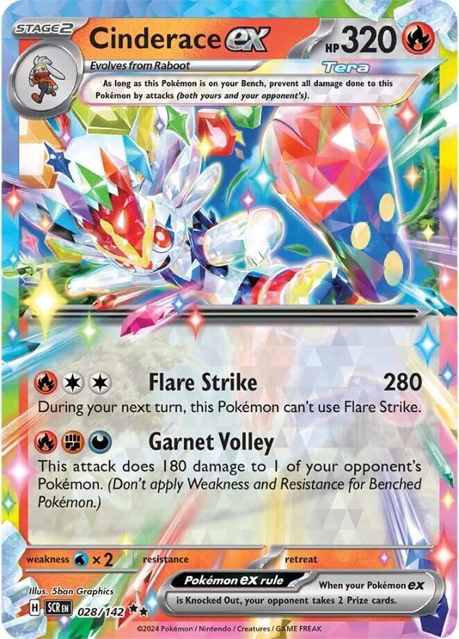 028, Scarlet & Violet: Stellar Crown Cinderace ex (028/142) [Scarlet & Violet: Stellar Crown] - Trading Card World