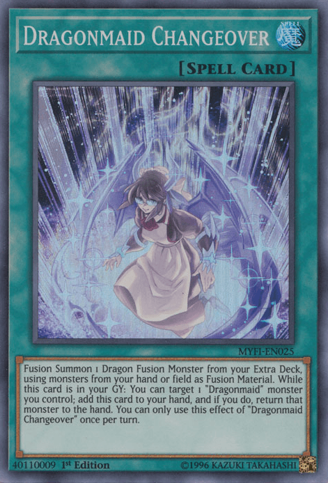 1st Edition, Mystic Fighters, Normal Spell, Spell, Super Rare Dragonmaid Changeover [MYFI-EN025] Super Rare - Trading Card World