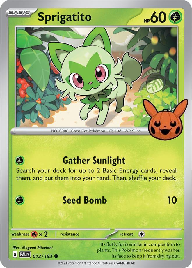 012, Common, Fighting [x2], Grass, Normal, Trick or Trade 2024 Sprigatito (012/193) [Trick or Trade 2024] - Trading Card World